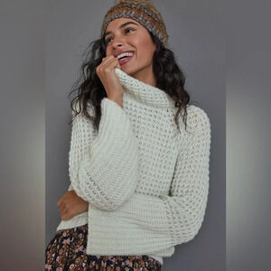 MAEVE by ANTHROPOLOGIE Dionne Bell Sleeved Sweater‎ in Ivory